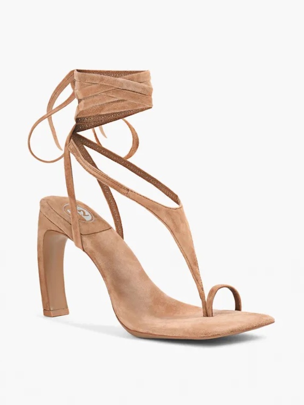 Suede Ankle-Tie High Heel Sandal - Taupe